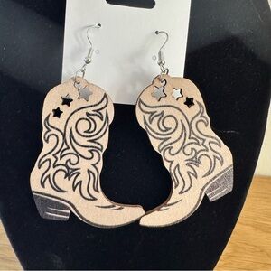 Wooden Cowboy Boot Earrings